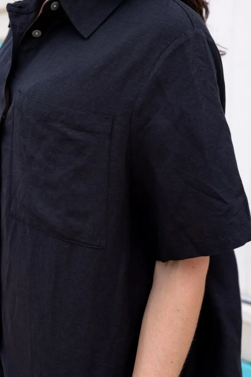 Samara Linen Blend Shirt in Black