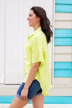Samara Linen Blend Shirt in Lime