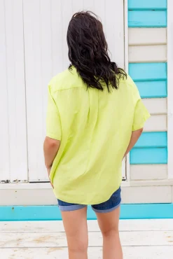 Samara Linen Blend Shirt in Lime
