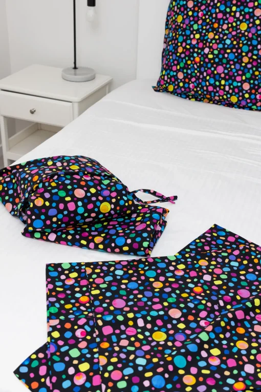 Sleep Bright Black Pebble Sheet Set by Kasey Rainbow