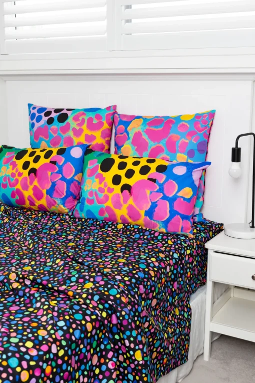 Sleep Bright Black Pebble Sheet Set by Kasey Rainbow