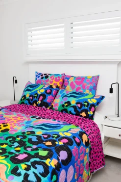Sleep Bright Electric Leopard Quilted Coverlet Set by Kasey Rainbow