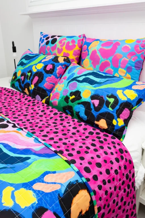 Sleep Bright Electric Leopard Quilted Coverlet Set by Kasey Rainbow