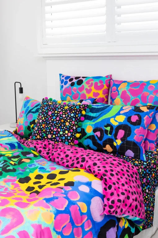 Sleep Bright Electric Leopard Quilt Cover Set by Kasey Rainbow