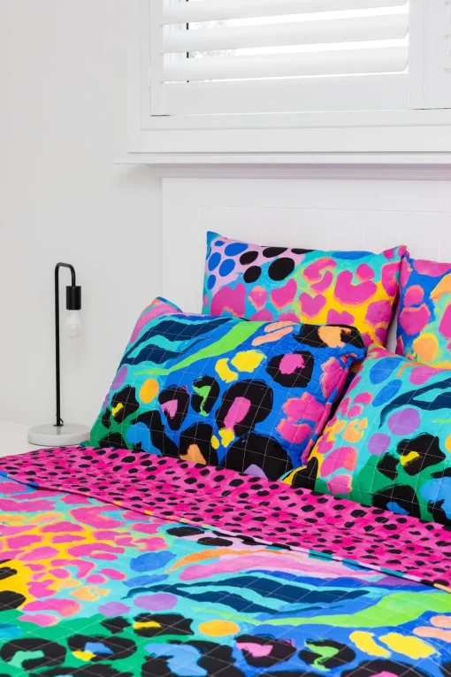 Sleep Bright Electric Leopard Quilted Coverlet Set by Kasey Rainbow