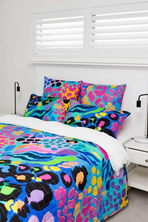 Sleep Bright Electric Leopard Quilted Coverlet Set by Kasey Rainbow
