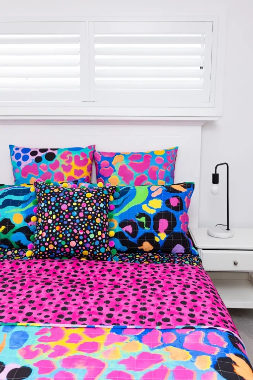 Sleep Bright Electric Leopard Quilted Coverlet Set by Kasey Rainbow