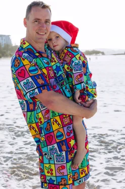 Snowman Shirt & Shorts Pyjama Set in Christmas Checkers by Kasey Rainbow