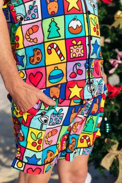 Snowman Shirt & Shorts Pyjama Set in Christmas Checkers by Kasey Rainbow