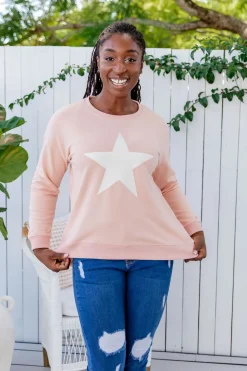 Star Crew Sweater in Dusty Pink
