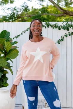 Star Crew Sweater in Dusty Pink
