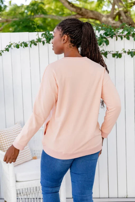 Star Crew Sweater in Dusty Pink