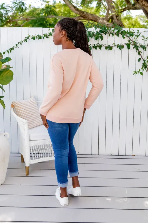 Star Crew Sweater in Dusty Pink