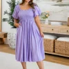 Stelle Linen Blend Dress in Lavender