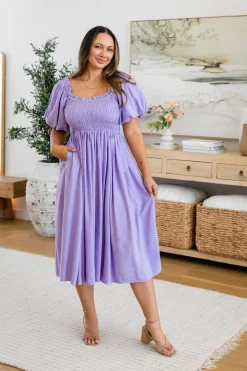 Stelle Linen Blend Dress in Lavender