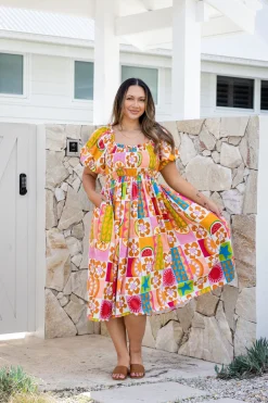 Stelle Linen Blend Dress in Summer Crush