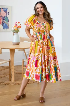 Stelle Linen Blend Dress in Summer Crush