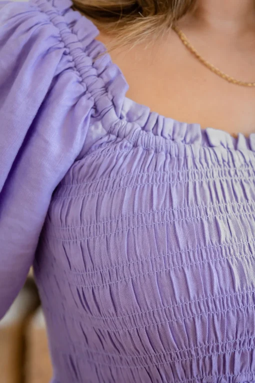 Stelle Linen Blend Dress in Lavender