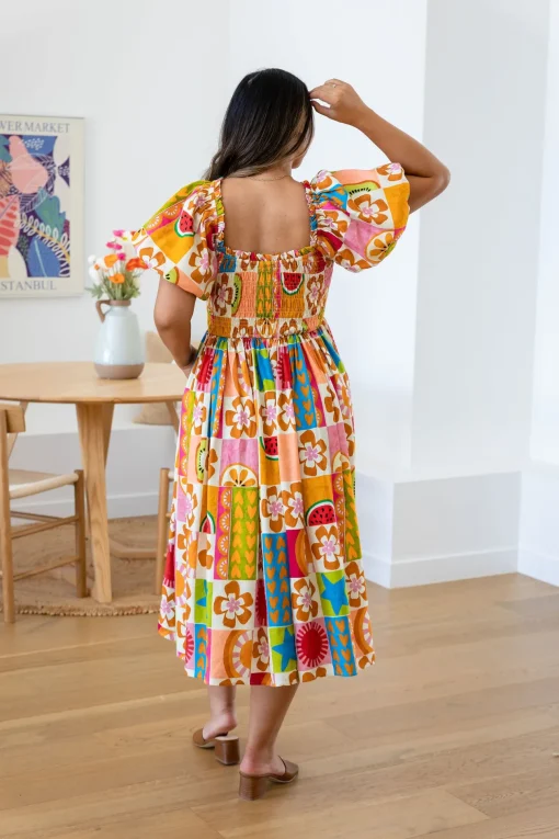 Stelle Linen Blend Dress in Summer Crush