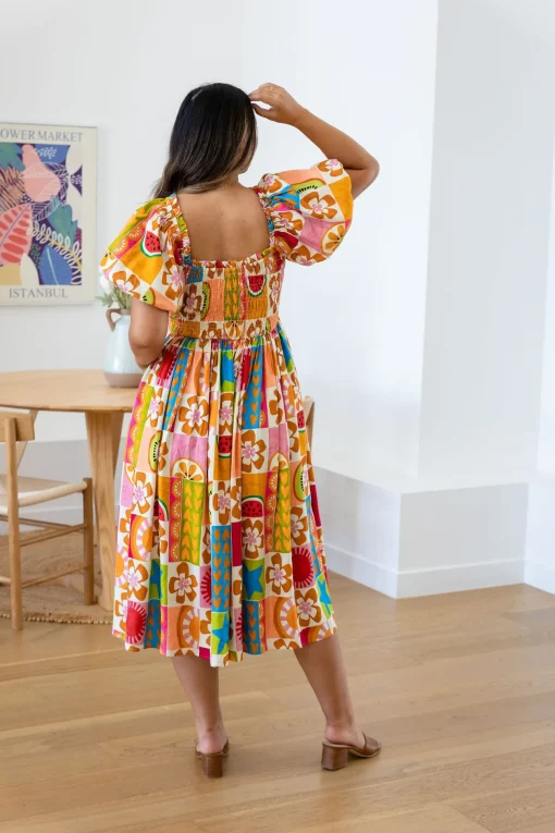 Stelle Linen Blend Dress in Summer Crush
