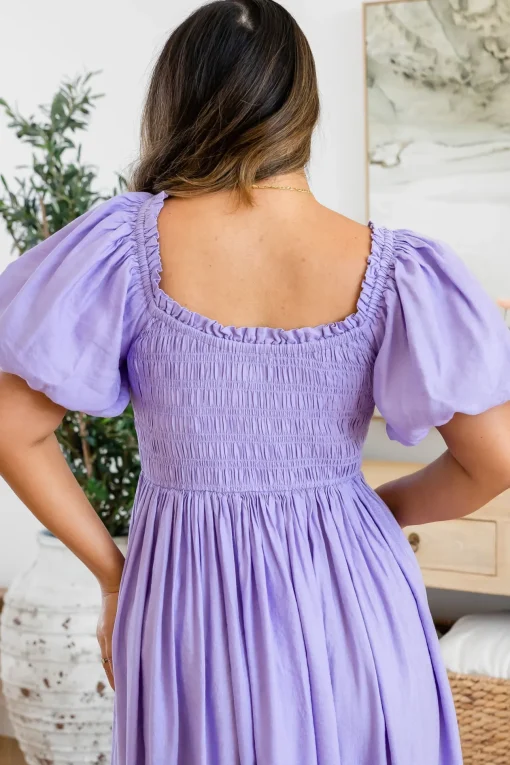 Stelle Linen Blend Dress in Lavender