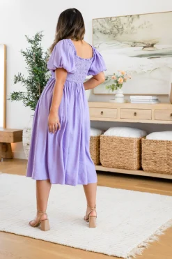 Stelle Linen Blend Dress in Lavender