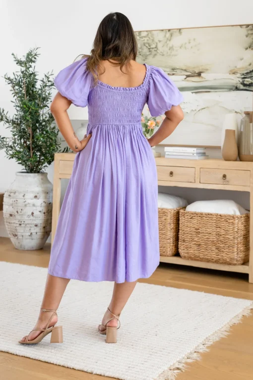 Stelle Linen Blend Dress in Lavender