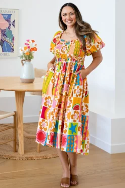 Stelle Linen Blend Dress in Summer Crush