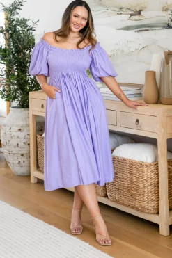 Stelle Linen Blend Dress in Lavender