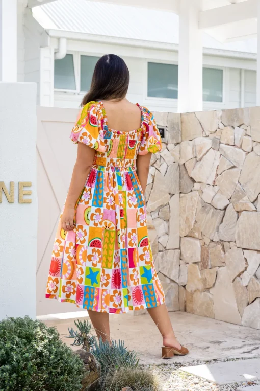 Stelle Linen Blend Dress in Summer Crush