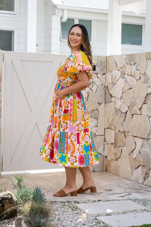 Stelle Linen Blend Dress in Summer Crush