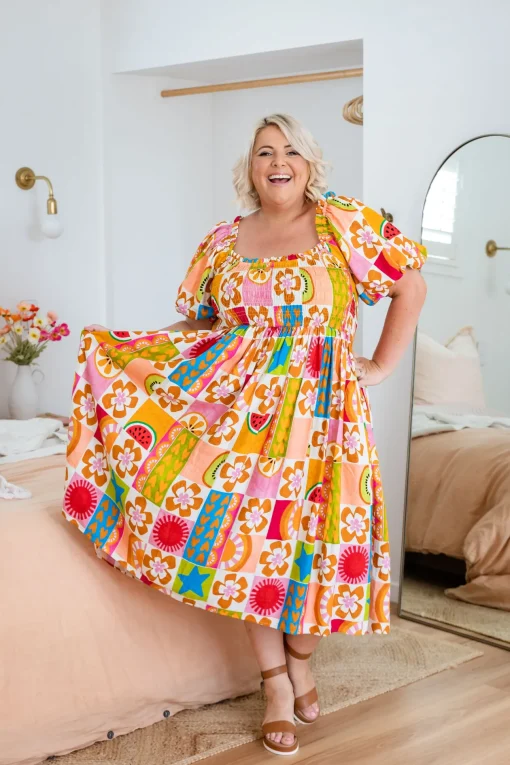 Stelle Linen Blend Dress in Summer Crush