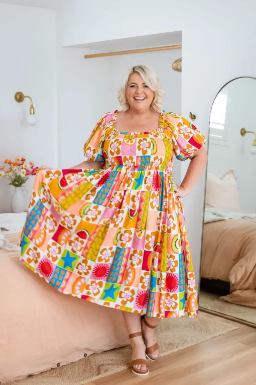 Stelle Linen Blend Dress in Summer Crush