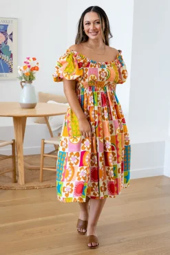 Stelle Linen Blend Dress in Summer Crush