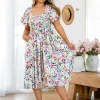Stelle Linen Blend Midi Dress in Rose Fleur