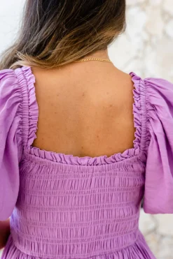 Stelle Linen Blend Midi Dress in Berry
