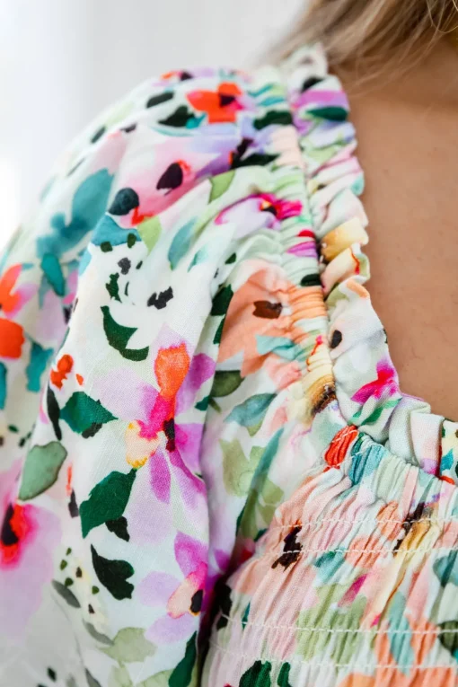 Stelle Linen Blend Midi Dress in Rose Fleur