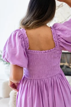 Stelle Linen Blend Midi Dress in Berry