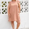 Stevie Dress in Candy Stripe Rust