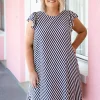 Stevie Dress in Candy Stripe Navy