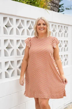 Stevie Dress in Candy Stripe Rust