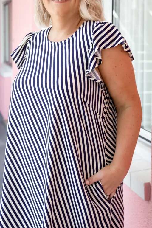 Stevie Dress in Candy Stripe Navy