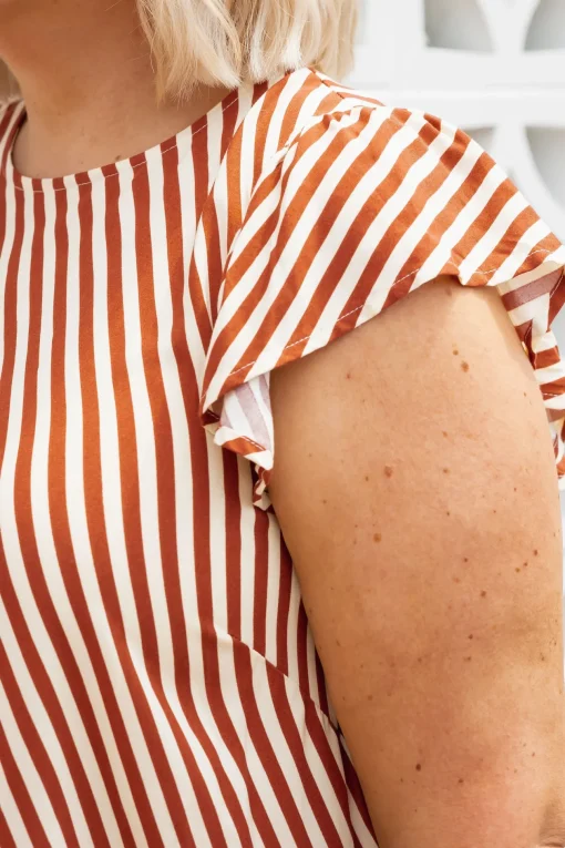 Stevie Dress in Candy Stripe Rust