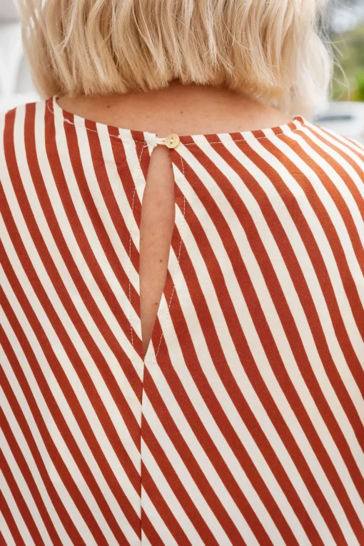 Stevie Dress in Candy Stripe Rust