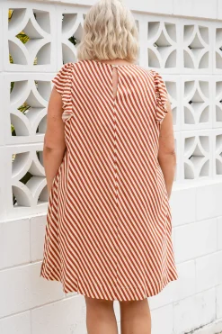 Stevie Dress in Candy Stripe Rust