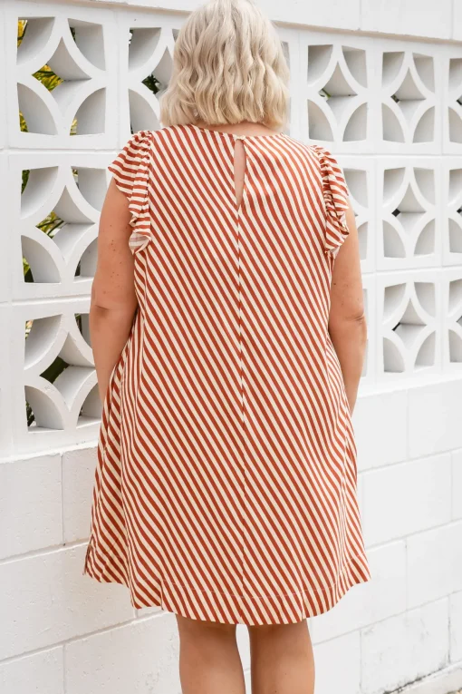 Stevie Dress in Candy Stripe Rust