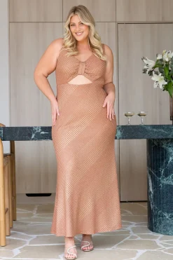 Tallulah Maxi Dress in Rust & Gold