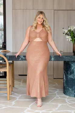 Tallulah Maxi Dress in Rust & Gold