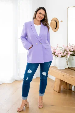Tammy Linen Blend Blazer in Lavender