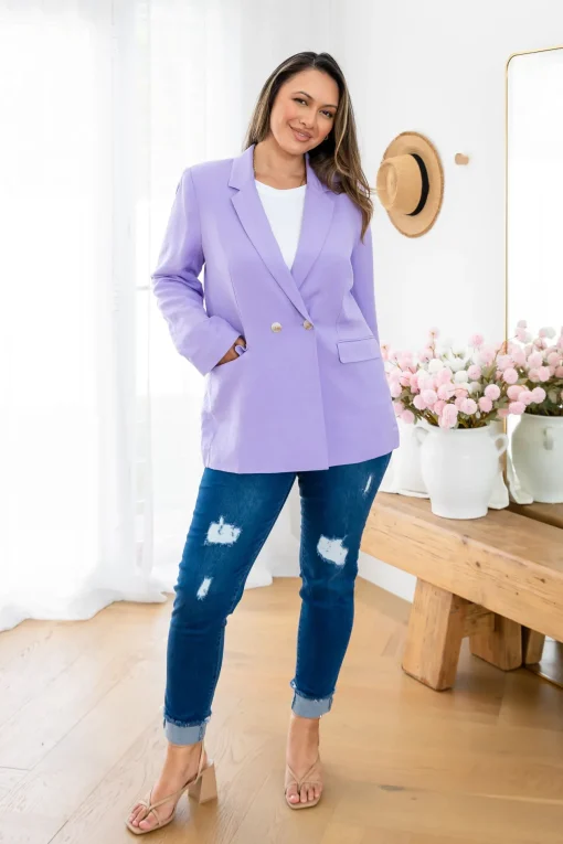 Tammy Linen Blend Blazer in Lavender